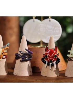 高品质新款幽灵公主25周年三连环套叠组合戒指指环高品质ins