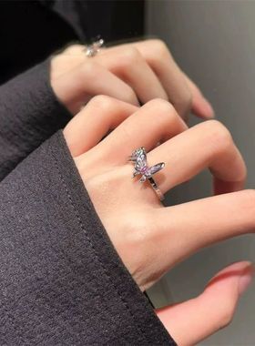 高品质现货新款《鬼灭之刃》蝴蝶忍戒指紫色鎏彩首饰