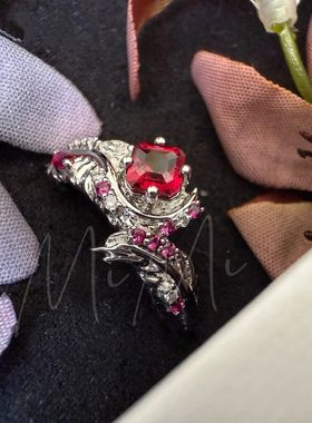 高品质新款恋与深空秦彻相契羽毛婚戒游戏红色锆石指环周边