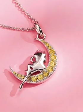 高品质新款魔法天使小忌廉心形弯月星星同款项链动画周边甜美少女