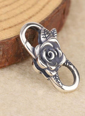 新款高品质复古银色珍珠项链锁连接扣手链接头扣子玫瑰花锁扣