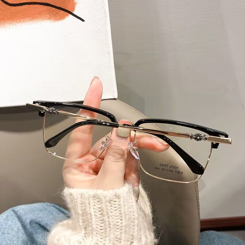 潮流剋羅伈CH近视光学眼镜男女百搭十字架平光镜大脸超轻眼镜框架 - 图2