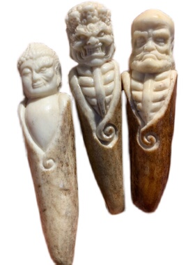 鹿角原皮雕刻一念之间达摩头文玩