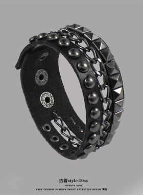情侣混合材质朋克铆钉亚文
