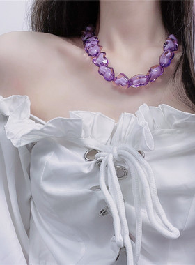 韩国蹦迪甜酷风千禧爱心水晶项链