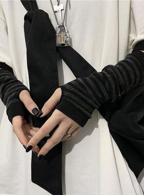 黑色哥特原宿秋冬保暖半掌手套