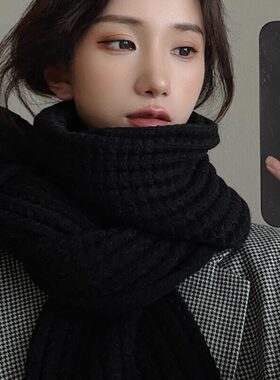 新年红加厚保暖针织围巾女