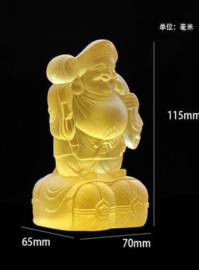 古法琉璃大黑天财神佛像佛堂供奉神像摆件手工琥珀色金黄色财神