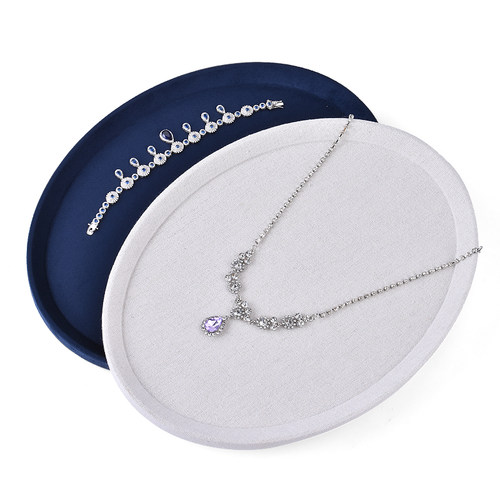 高档绒布珠宝展示盘首饰托盘文玩看货盘首饰项链收纳盘珠宝陈列盘 - 图1