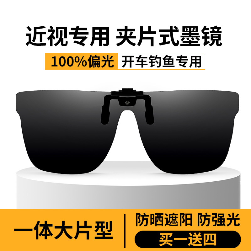 夹片近视墨镜大号可夹式偏光镜夹戴在眼镜上的太阳镜开车钓鱼男女-图0