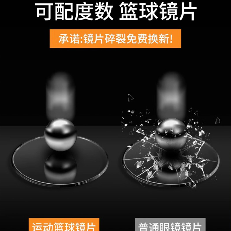 篮球眼镜运动近视护目镜男专业眼镜架防脱落足球防护配镜片眼镜框 - 图1