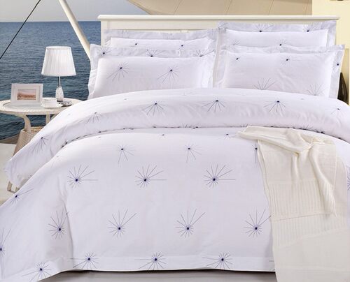 酒店布草纯棉宾馆白色全棉床单被套三四件套枕套床上用品灿烂星空 - 图1