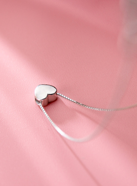 925银光面爱心时尚项链女百搭