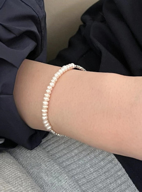 言若银淡水珍珠手链纯银个性网红