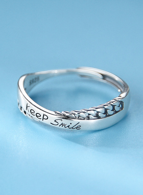 925银英文字母戒指女时尚冷淡风