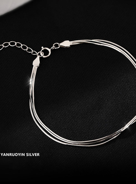 925银多层简约小众蛇骨链女