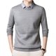 Men's fleece sweater fake two-piece autumn and winter 2025 new thickened warm lapel pullover base sweater