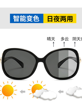 日夜两用变色太阳眼镜开车专用高清偏光墨镜女2025新款潮大框防晒