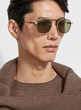 ZEGNA杰尼亚金色太阳镜