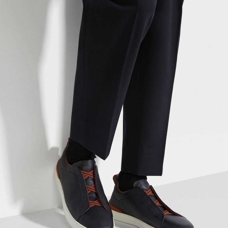 ZEGNA杰尼亚男鞋黑色鹿皮TripleStitch™奢华休闲鞋,淘宝优惠券,粉丝福利购,淘宝优惠卷