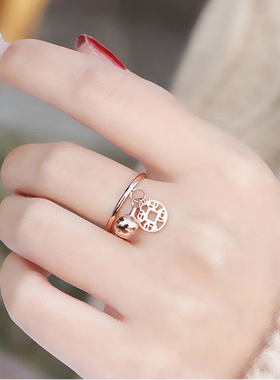 日韩风钛钢紧箍咒铃铛情侣戒指