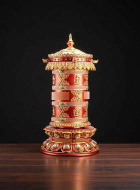 藏式树脂插电转轮纯铜龙头天珠