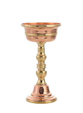 纯铜藏式护法杯杆供酒杯红铜加厚密宗供杯佛前供奉杯普供家居摆件