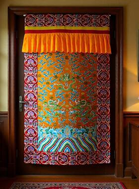 新款单面提花双层加厚八吉祥祥云龙纹五长寿佛前隔断门帘装饰帘