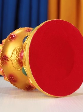 藏式彩绘占巴拉幡底座招财箭座子锡杖树脂彩绘手摇十字形底座摆件