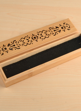 藏式花纹楠竹线香盒木制卧式卧香炉沉檀香熏香炉复古家用镂空香插