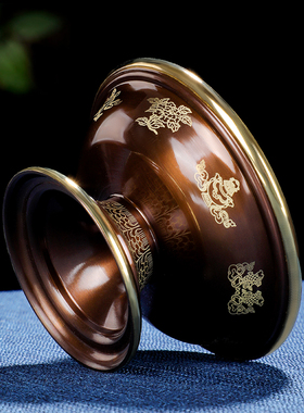 纯铜护法杯印度描金八吉祥供酒杯密宗佛前摆件家用贡杯供佛水杯