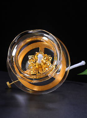 液体酥油灯 佛前八吉祥防风灯罩 家用室内供佛灯烛台长明灯莲花灯