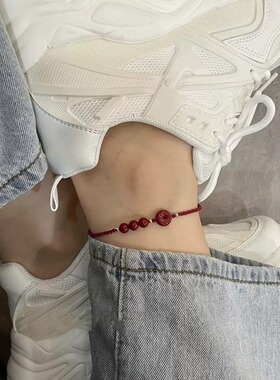 平安扣红绳国朝脚链女