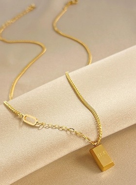 小金砖钛钢不掉色项链