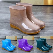 Short Barrel Rain Shoes Lady Low Cylinder Water Shoes Women Rain Boots Kitchen Rubber Boots All Season Middle Cylinder Water Boots Non-slip Waterproof Glue Shoes