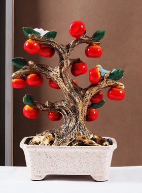 柿柿如意柿子摆件乔迁新居入伙之喜礼物客厅玄关酒柜电视柜装饰品