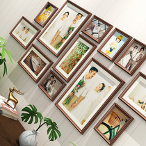 Solid wood photo wall decoration photo frame hanging wall combined creative family living room flush wedding dresses photo album web red