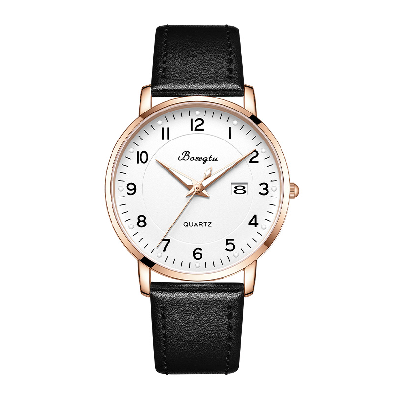 中考高考静音手表考试专用男女学生公务员无声音真皮带电子石英表 - 图2