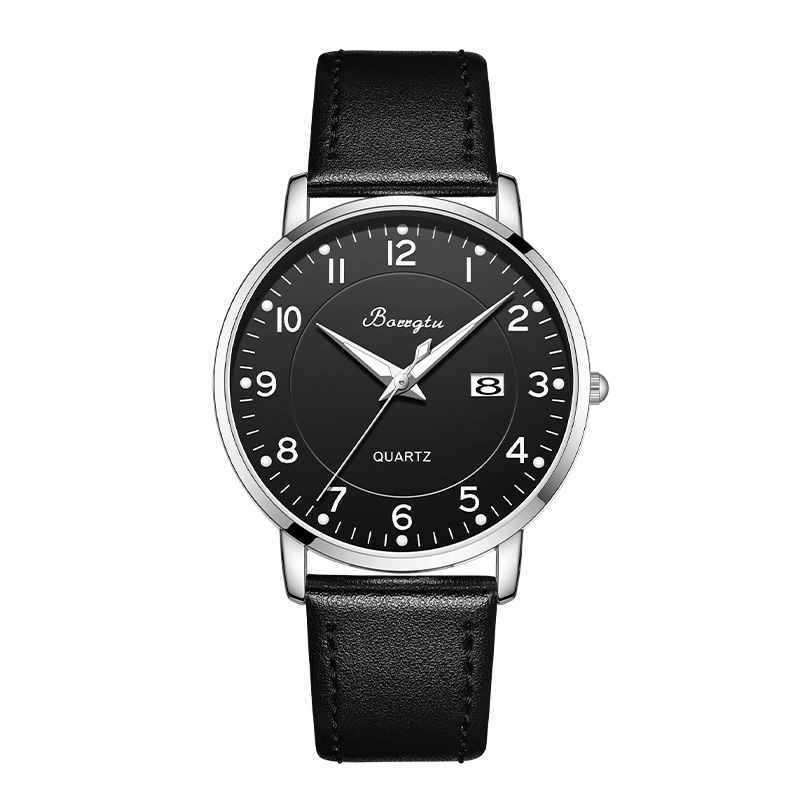 中考高考静音手表考试专用男女学生公务员无声音真皮带电子石英表 - 图3