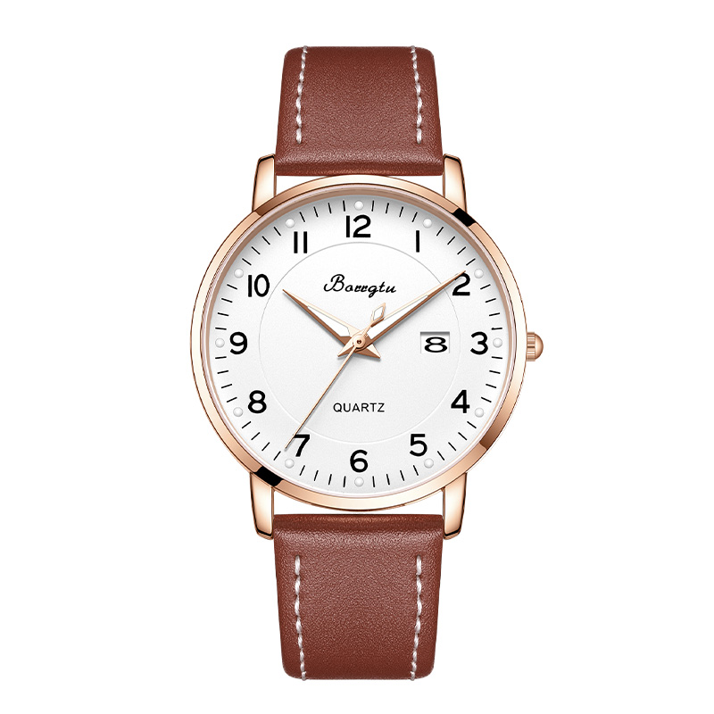 中考高考静音手表考试专用男女学生公务员无声音真皮带电子石英表 - 图1