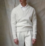 Ретро демисезонный свитер, трикотажный лонгслив, куртка, V-образный вырез, увеличенная толщина