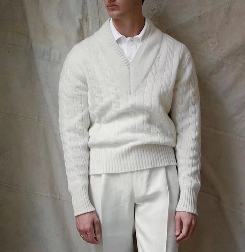 Ретро демисезонный свитер, трикотажный лонгслив, куртка, V-образный вырез, увеличенная толщина