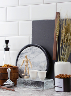 新中式轻奢样板间厨房桌面装饰