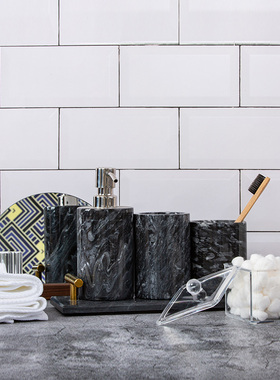 卫生间装饰品摆件镜子大理石托盘