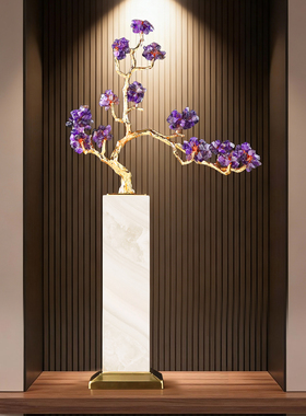 新中式轻奢高档紫气东来树摆件