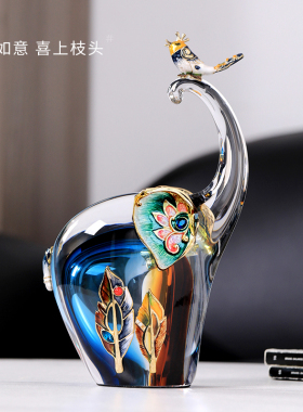 轻奢珐琅彩高档大象摆件