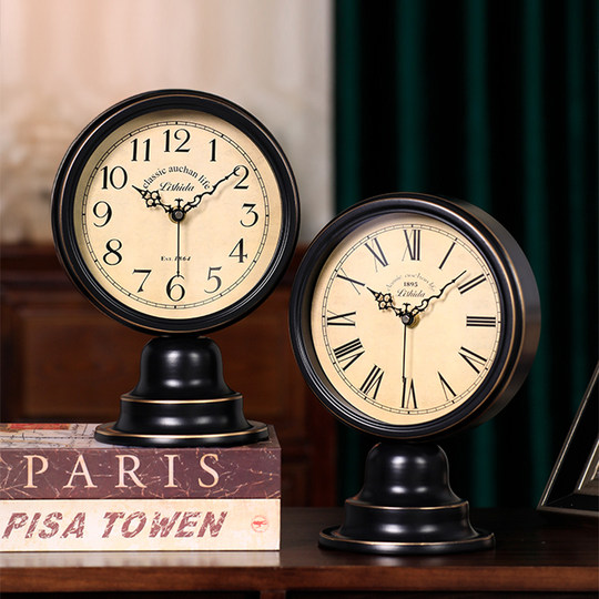 美式复古座钟时钟摆台式家用客厅台钟桌面创意摆件欧式大气钟表