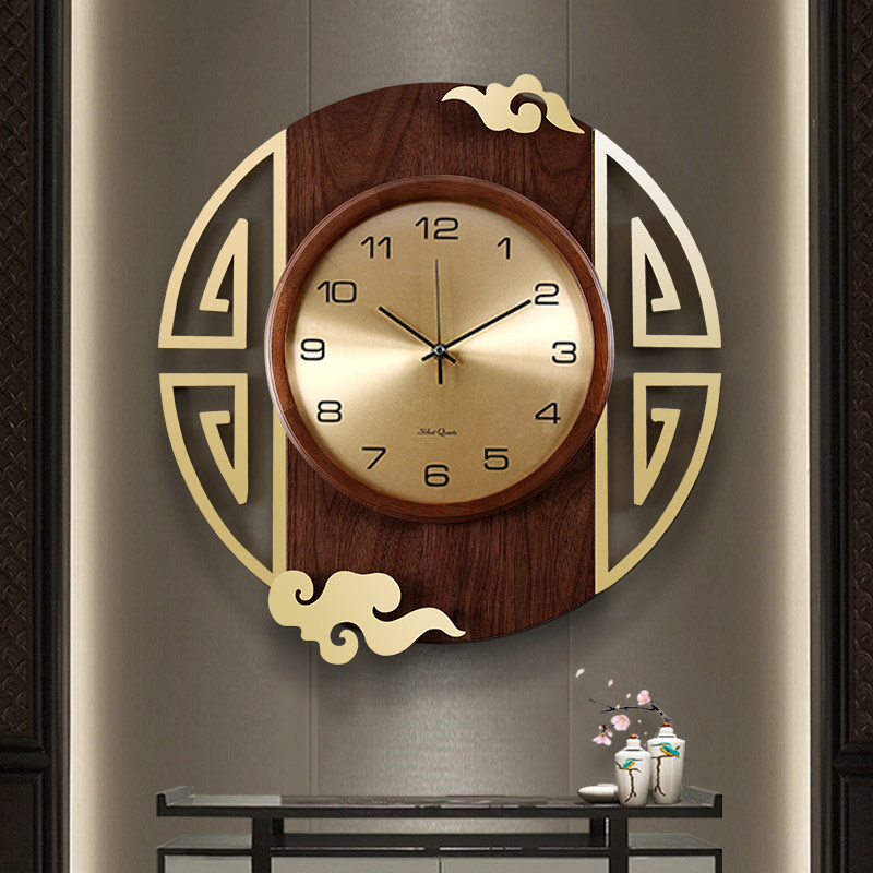 新中式餐厅装饰挂钟表客厅挂墙时钟 纳什挂钟