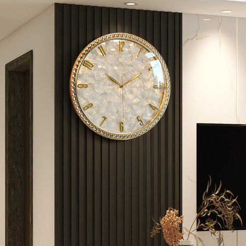 法式轻奢挂钟客厅2026新款现代简约大气高级感贝壳现代挂墙时钟表 - 图2