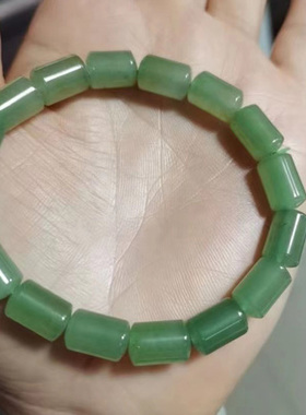 天然东陵玉手链 圆珠浅绿色玉石手链